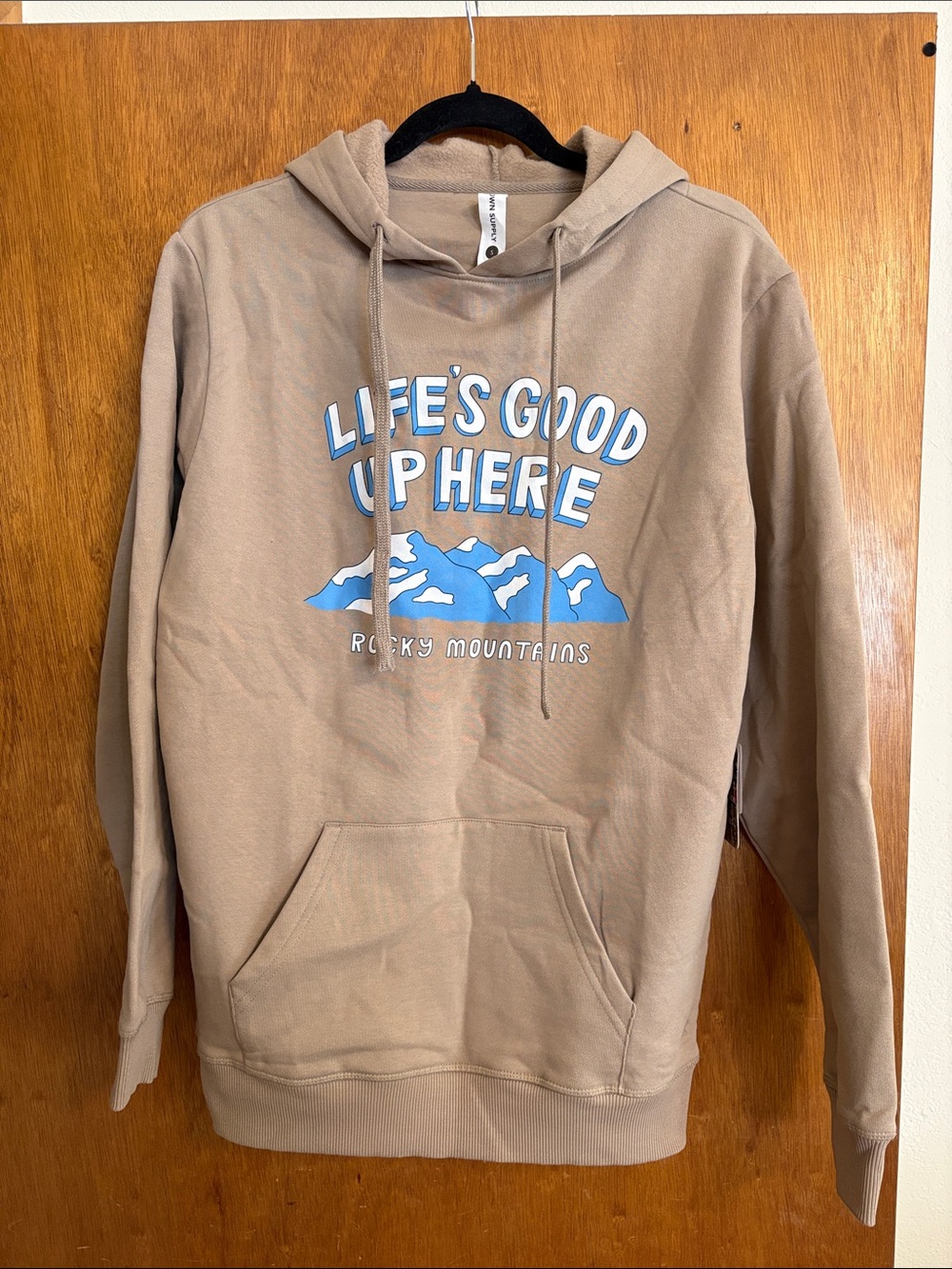 NWT! Life's Good Up Here Rocky Mountains Hoodie - Organic Cotton, Unisex